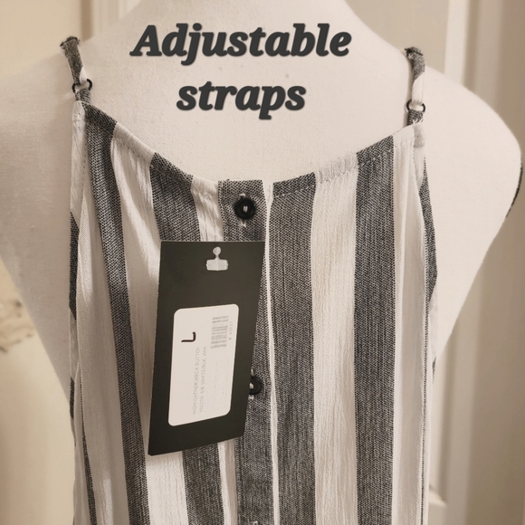 Spaghetti Strap Blouse by STACCATO in Grey & Black Stripe sz Large NWT - Picture 3 of 5